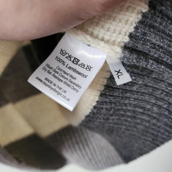 COUNTRY OF ORIGIN 100% lambswool knit colorblock stripe crew sweater XL - Picture 4 of 5